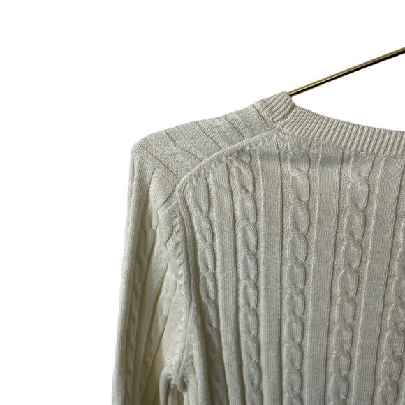 Talbots Petites Cream Cotton Wool Blend Cable Knit Sweater Size S/P - Picture 12 of 12